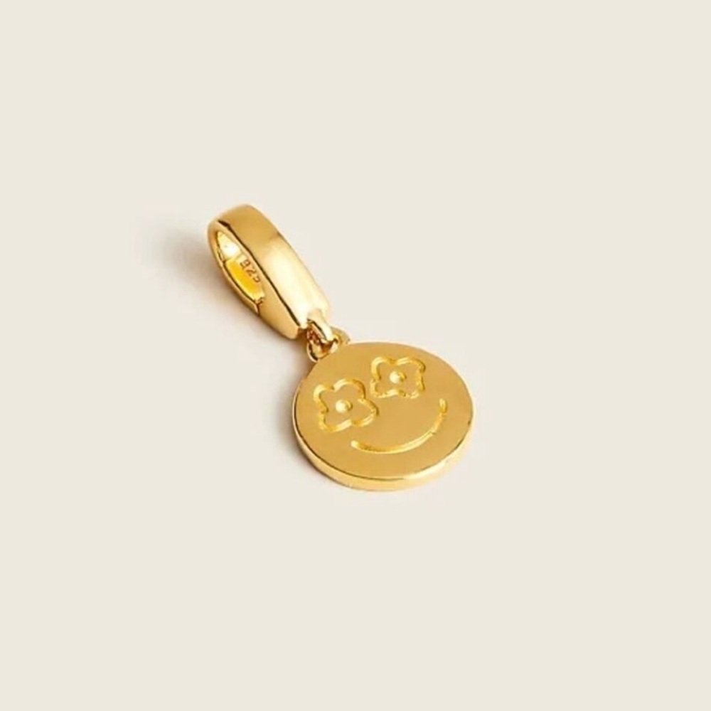 J.‎ Crew NWT Demi-Fine Gold Vermeil Smiley Face Charm Pendant
